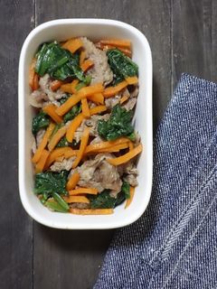 豚肉とほうれん草とにんじんのめんつゆ和え-レシピのメイン写真