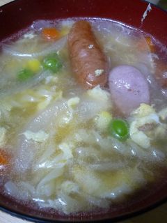 超早☆新玉ねぎとソーセージの卵スープ-レシピのメイン写真
