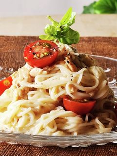余ったそうめん☆ゴマだれツナトマト☆簡単-レシピのメイン写真