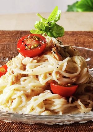 余ったそうめん☆ゴマだれツナトマト☆簡単-レシピのメイン写真