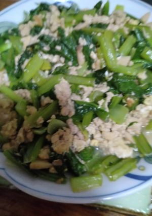 冷凍豆腐と焼きそばソースの素で青菜炒め-レシピのメイン写真
