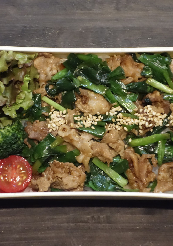 豚肉とニラの焼肉のタレ和え丼弁当-レシピのメイン写真