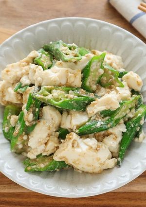 ねばとろ♡オクラと豆腐の胡麻和え-レシピのメイン写真