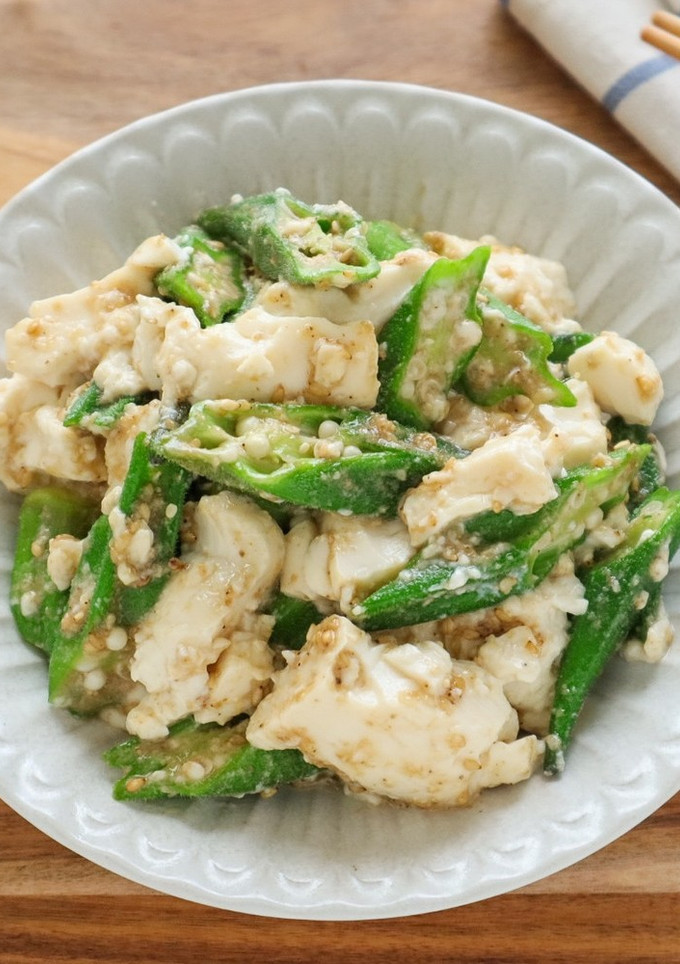 ねばとろ♡オクラと豆腐の胡麻和え-レシピのメイン写真