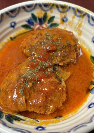 トマト缶で作る煮込みハンバーグ-レシピのメイン写真
