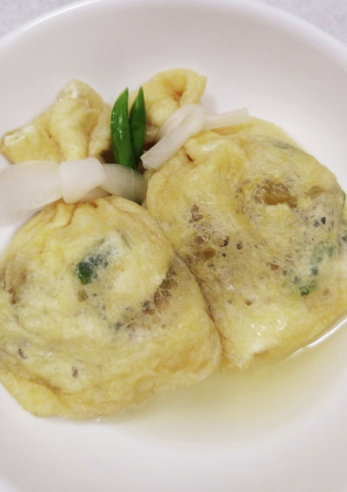 うちの味☆玉子豆腐で♪茶碗蒸し風巾着煮-レシピのメイン写真