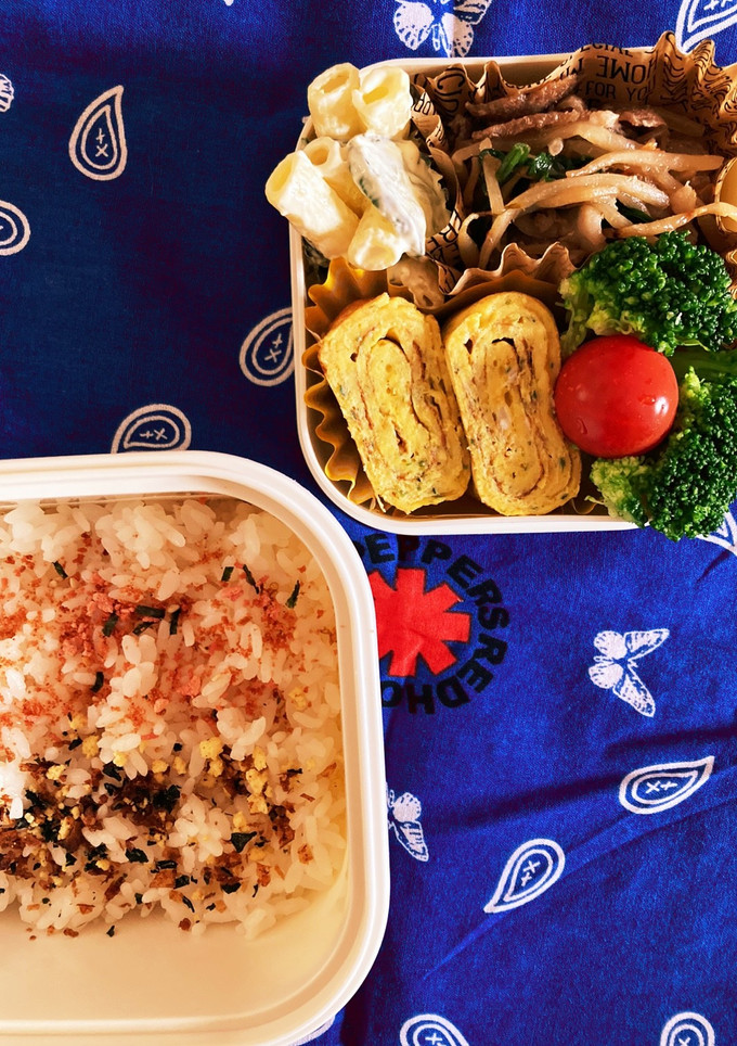 JK弁当　肉野菜炒めと青海苔卵焼き-レシピのメイン写真