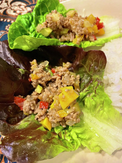 ズッキーニ入りひき肉炒めのレタス包み-レシピのメイン写真