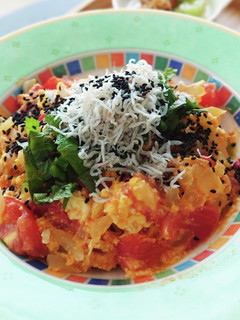 ふわふわ卵とトマトの炒め物〜しらす乗せ〜-レシピのメイン写真