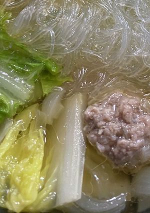 白菜、ひき肉だんご、春雨のスープ-レシピのメイン写真