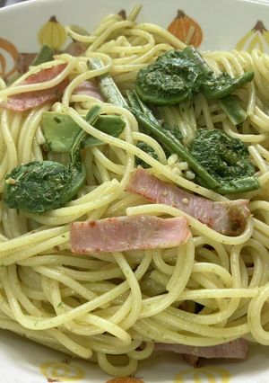 こごみとベーコンのアイヌネギソースパスタ-レシピのメイン写真