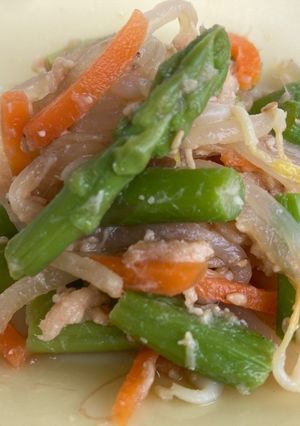 アスパラとささみのごまあえ＃豊明市給食-レシピのメイン写真