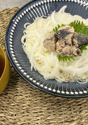 鯖缶と玉ねぎのぶっかけそうめん-レシピのメイン写真