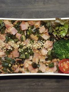 いんげんとベーコンのめんつゆ和え丼弁当-レシピのメイン写真