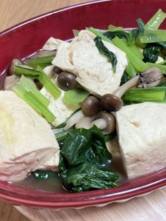小松菜と豆腐のめんつゆ煮-レシピのメイン写真