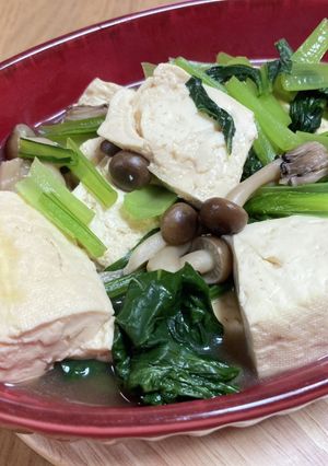 小松菜と豆腐のめんつゆ煮-レシピのメイン写真