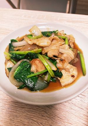 新玉ねぎとほうれん草と豚バラの炒め物♡-レシピのメイン写真