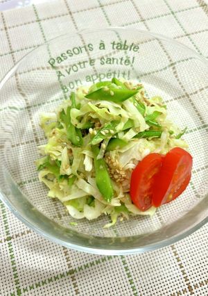キャベツと絹さやのさっぱりサラダ♪-レシピのメイン写真