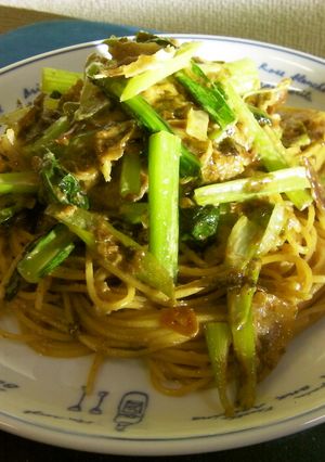 無添加　小松菜と長葱の葱味噌パスタ-レシピのメイン写真