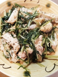 水菜と鶏ヤゲン軟骨炒め-レシピのメイン写真