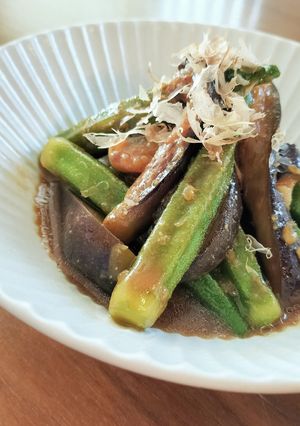 焼きなすとオクラの醤油麹漬け QC-レシピのメイン写真