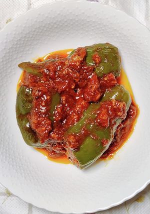 丸ごと肉詰めピーマンのトマト煮-レシピのメイン写真