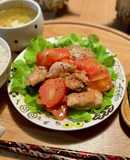 チキンとトマトのにんにくオリーブ炒め