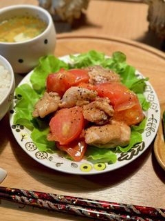 チキンとトマトのにんにくオリーブ炒め-レシピのメイン写真