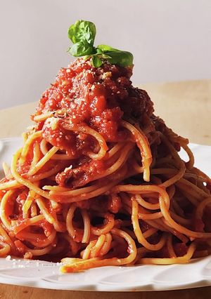 レンジdeピリ辛トマトパスタ☆ランチ-レシピのメイン写真