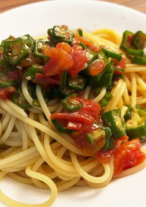 しじみのだし塩オクラとトマトの冷製パスタ-レシピのメイン写真