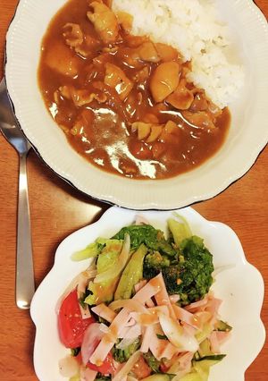 カレーとサラダ彼氏が作りました-レシピのメイン写真