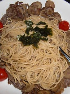 ごぼうと牛肉の和風パスタ♪-レシピのメイン写真