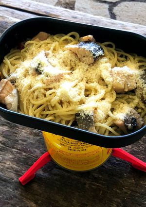 ▲山ごはん▲アヒージョ缶で茹で切りパスタ-レシピのメイン写真