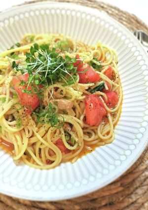 トマトとツナのペペロン♪ガーリックパスタ-レシピのメイン写真