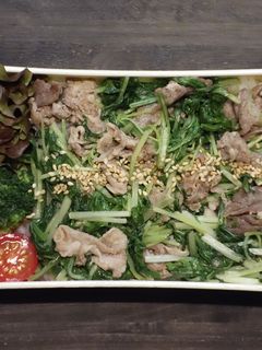 豚肉と水菜のめんつゆ和え丼弁当-レシピのメイン写真