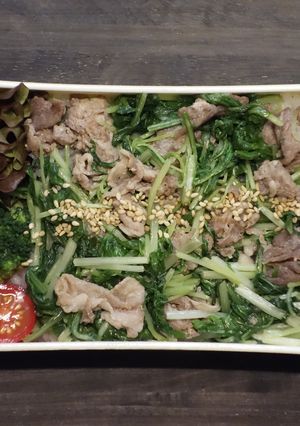 豚肉と水菜のめんつゆ和え丼弁当-レシピのメイン写真