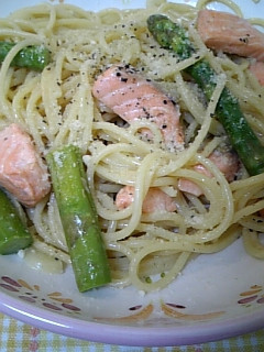 サーモンとアスパラのクリームパスタ-レシピのメイン写真