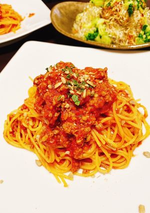 ゴリゴリ食感のトマトミートパスタ-レシピのメイン写真