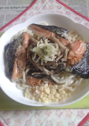 醤油うどん風冷やしうどん97銀鮭の焼き鮭-レシピのメイン写真