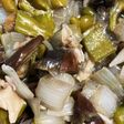 茄子ピー新玉霜降り平茸のそのまま炒め煮