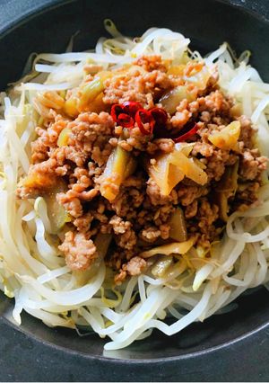 【油かけ炒め1】挽肉と搾菜中華風炒め♡-レシピのメイン写真