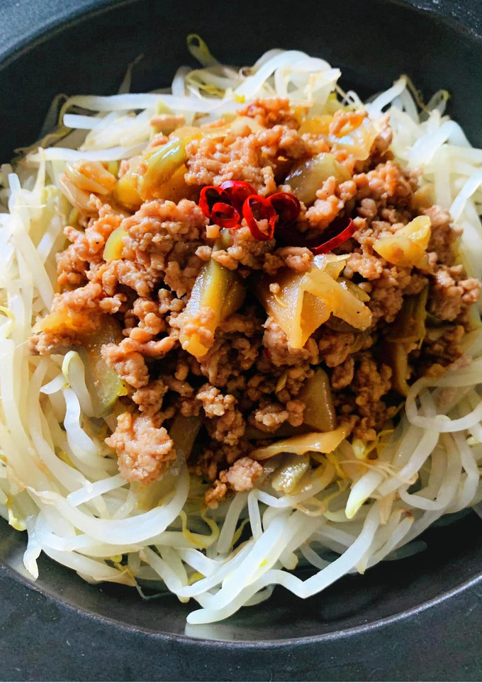 【油かけ炒め１】挽肉と搾菜中華風炒め♡-レシピのメイン写真