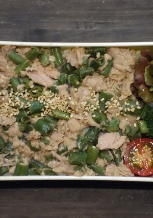 電子レンジで簡単★いんげんとツナの丼弁当-レシピのメイン写真