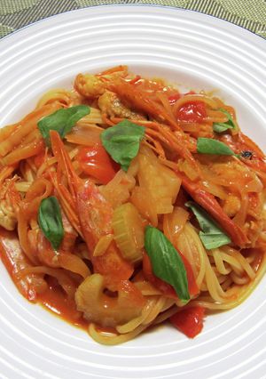 海老とトマトとオレンジのパスタ-レシピのメイン写真