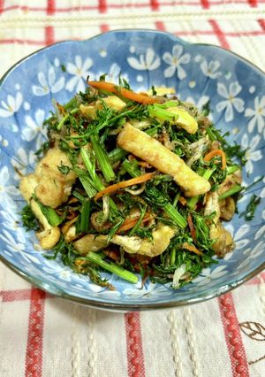 人参の葉っぱと油揚げの炒め物♪-レシピのメイン写真