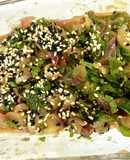 ピリ辛梅味噌で、茎ミョウガ&大葉の薬味