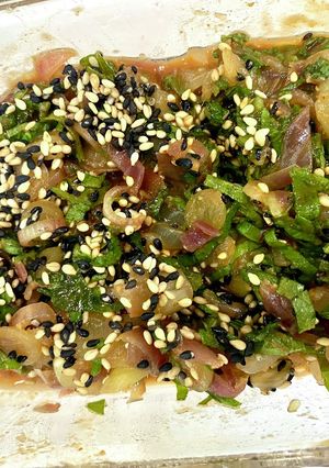 ピリ辛梅味噌で、茎ミョウガ&大葉の薬味-レシピのメイン写真