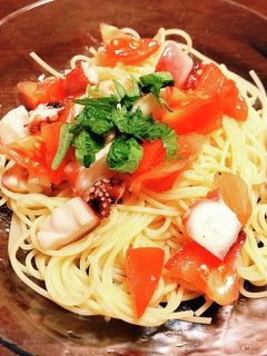 たことトマトの冷製パスタ-レシピのメイン写真