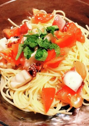 たことトマトの冷製パスタ-レシピのメイン写真