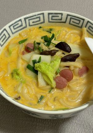 余った辛ラーメンの粉で ロゼ辛うどん-レシピのメイン写真
